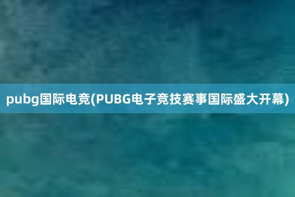 pubg国际电竞(PUBG电子竞技赛事国际盛大开幕)