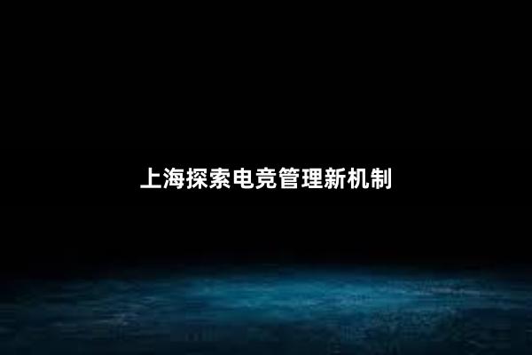 上海探索电竞管理新机制